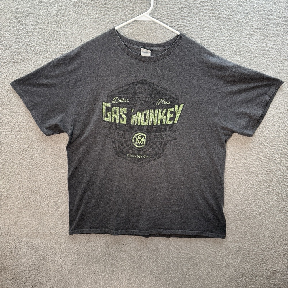 Gas Monkey Shirt Adult Extra Large Gray‎ Mechanic Biker Skater Grunge Faded Y2K